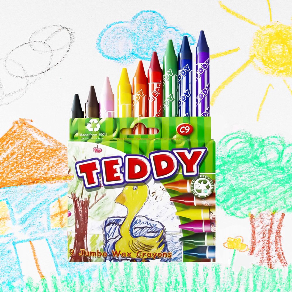 Teddy Jumbo Wax Crayons - 9's