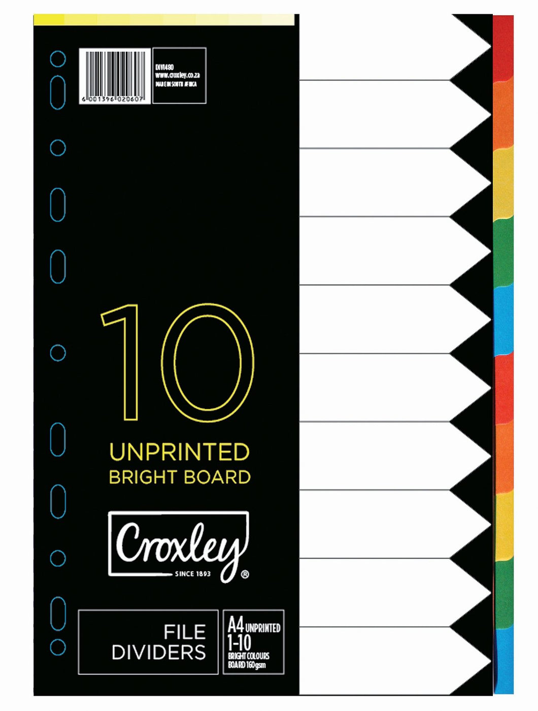 CROXLEY Rainbow Bright Colour File Dividers JD1480 160GSM