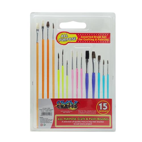 CRAZY CRAFTS 15 ALL PURPOSE CRAFT & PAINT BRUSHES