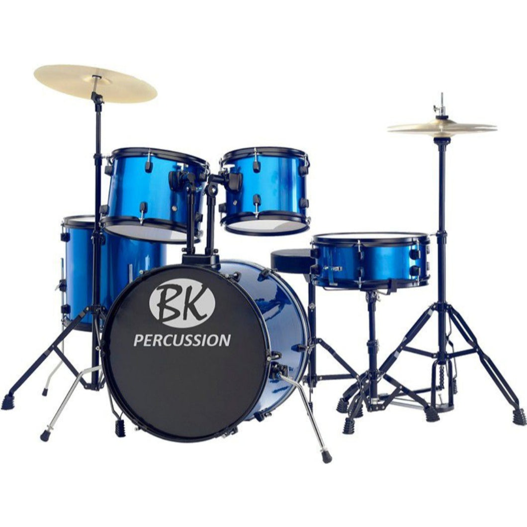 BK Percussion 5pc Drumset With Hardware & Cymbals - Blue