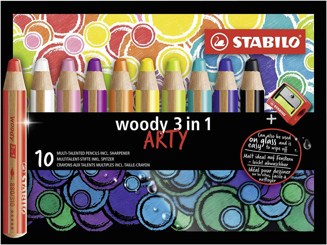 STABILO Arty Woody 3 in 1 Assorted Pencils Box 10's