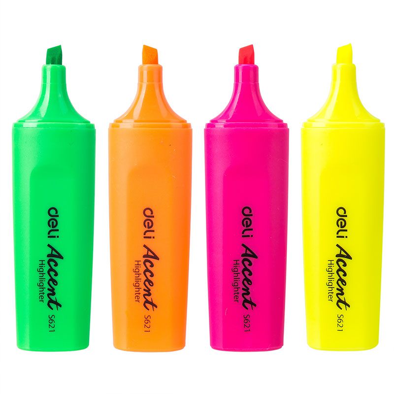 Deli Fluorescent Set of 4 Colours Highlighters