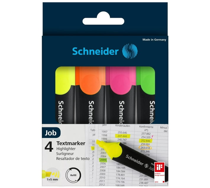 Schneider Job 150 Highlighter Wallet Of 4