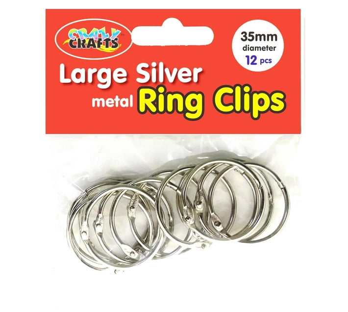 Ring Clips - Large Silver Metal Ring Clips - 35mm 12pcs