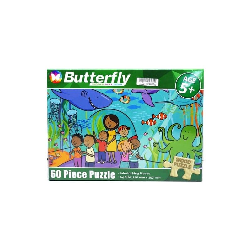 Butterfly Wooden Puzzle A4 60 Piece - Assorted