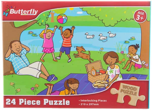 Butterfly A4 Wooden Puzzle 24 Piece - Assorted