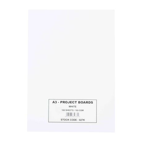 Marlin - 100 Sheets Of A3 Project Boards 160gsm - White