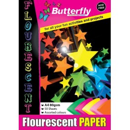 BUTTERFLY A4 FLOURECENT PAPER PAD (50)