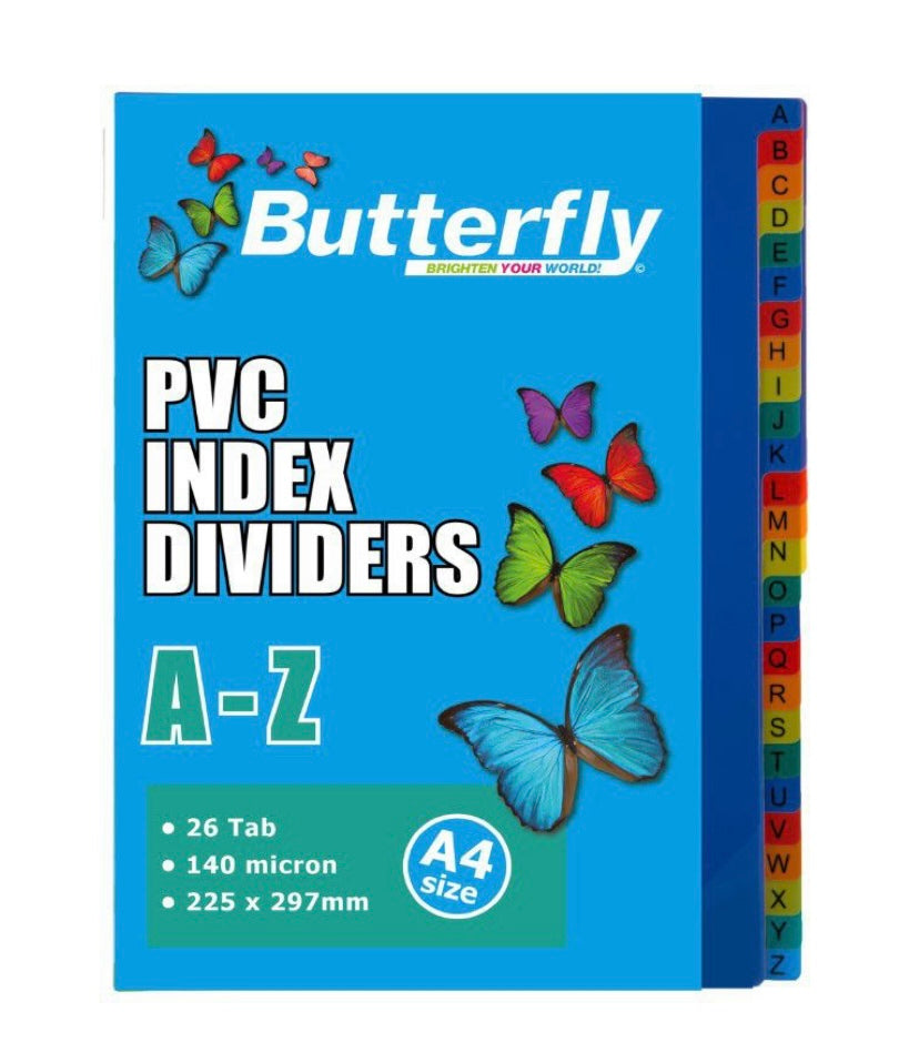 FILE DIVIDER A to Z 26 Tab PVC Butterfly