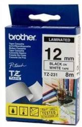 BROTHER TZE-231 12MM BLACK ON WHITE TAPE